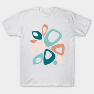 Mid Century Modern Abstract Teal, Peach and Salmon T-Shirt